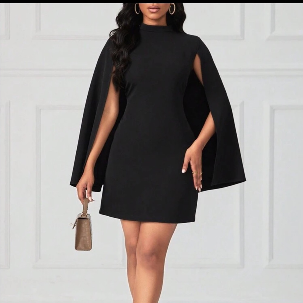 Elegant Black Cape Dress